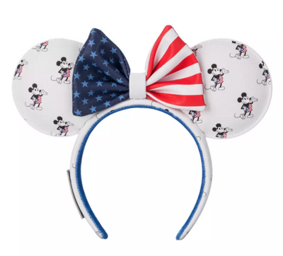 Disney Parks Mickey & Minnie Mouse Americana Loungefly Ear Headband New With Tag