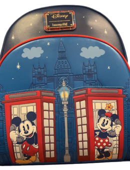 Disney Parks Epcot UK London Mickey Minnie Loungefly Mini Backpack New With Tag