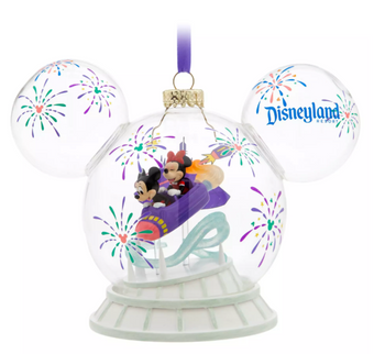 Disney Parks Mickey Minnie Icon Glass Ornament Space Mountain Disneyland New