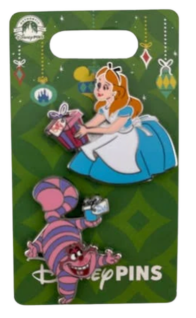 Disney Parks Alice and Cheshire Cat Holiday Pin New With Card