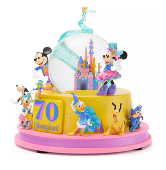 Disney Disneyland 70th Mickey Mouse and Friends Light-Up Musical Snowglobe New