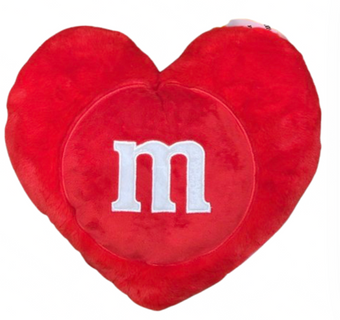 M&M's World Red Heart Love Logo Throw Pillow With Pocket New With Tag
