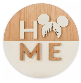 Disney Parks Home Collection Mickey Wood Icon ''Home'' Wall Decor New