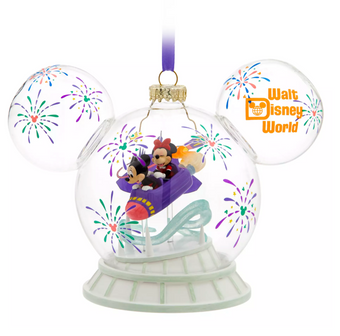 Disney Parks Mickey Minnie Icon Glass Ornament Space Mountain Walt Disney World