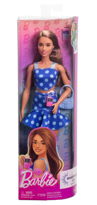 barbie fashionista doll polka dot dress Barbie Fashionistas Doll #160 Polka Dot Orange Dress, Dark Hair #S3