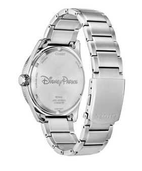 Disney Parks Mickey Mouse Golf Stainless Steel Eco-Drive Watch Citizen New W Box