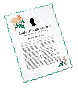 Hallmark Bridgerton Lady Whistledown's Society Papers Tea Towel 18x26 New W Tag