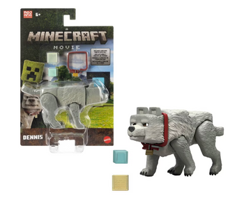 Minecraft Movie Dennis the Wolf Action Figure & Accessories Toy New with Box