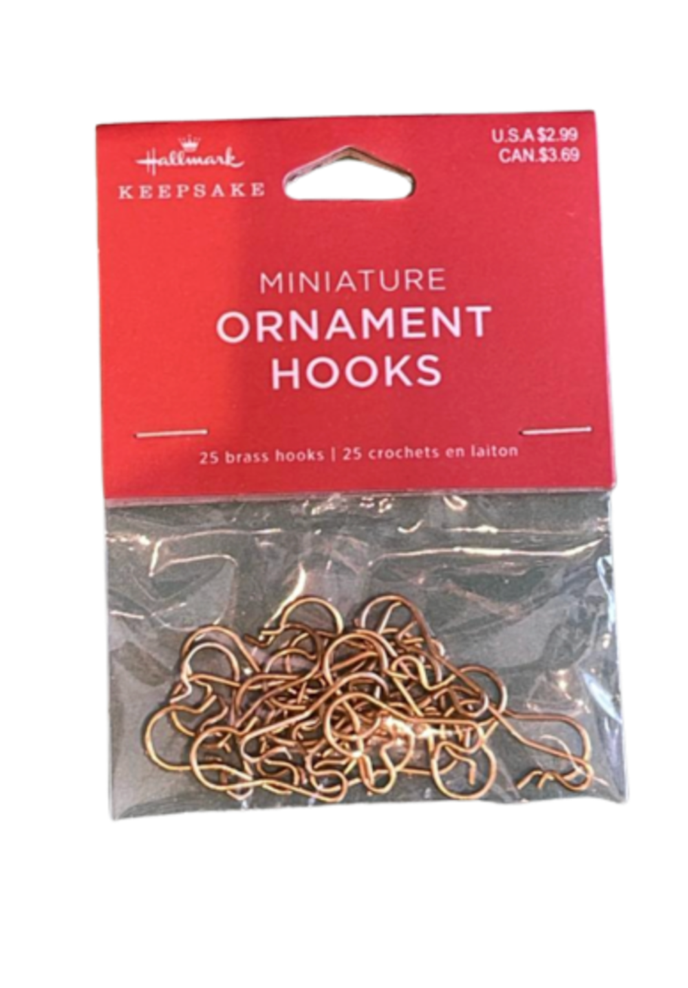 Hallmark 2023 Keepsake Mini Brass Ornament Hooks Set of 25 New
