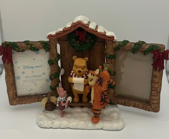 Disney Store Rare Winnie and Friends Christmas Caroling Double Frame New Box