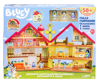 Bluey Ultimate Lights & Sounds Playhouse with Muffin & Socks Toy New With Tag