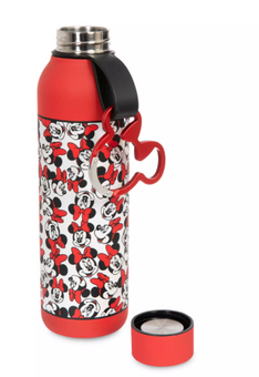 Disney Parks Minnie Mouse Stainless Steel Water Bottle w Caribiner New With Tag