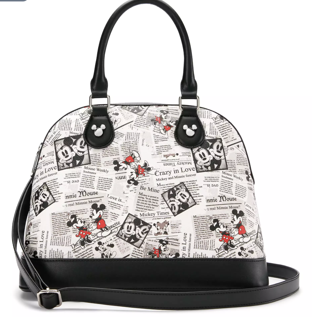 Disney Parks Mickey Mouse Satchel Bag in Newspaper Print New With