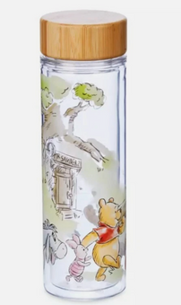 Disney Parks Winnie the Pooh Classic Collection Water Bottle Bamboo Lid New