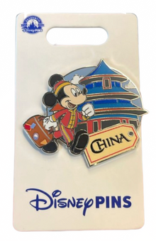 Disney Parks Epcot Mickey Mouse Traveling China Pin New with Card