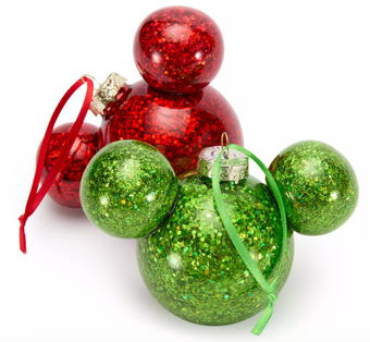 Disney Mickey Mouse Icon Ornament Set of 4 Red Green Silver Gold New