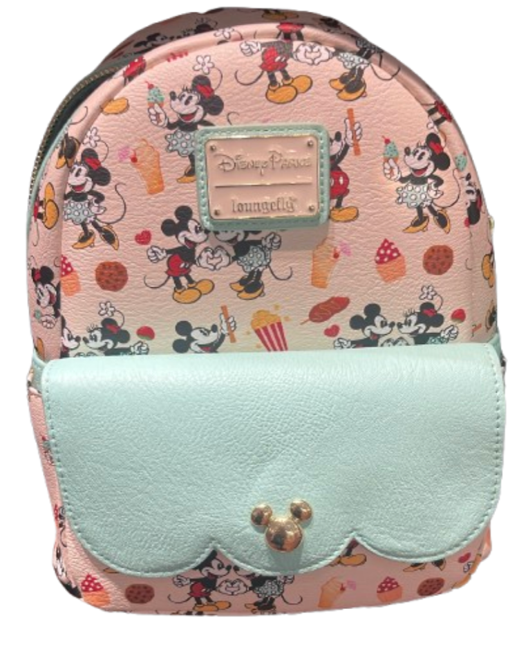 Disney Parks Loungefly Mickey & Minnie Snack Fun Backpack New With Tag