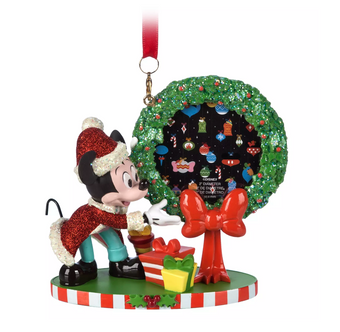 Disney Parks Santa Mickey Glitter Photo Frame Sketchbook Christmas Ornament New