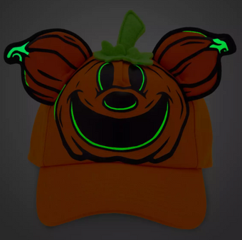 Disney Parks Mickey Mouse Jack-o'-Lantern Glow-in-the-Dark Baseball Cap Hat New