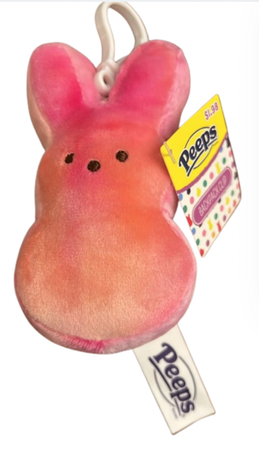Peeps Easter Peep Pink Bunny Backpack Clip Plush Keychain New with