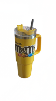 M&M's World Peanut Yellow 30oz Stainless Steel Tumbler with Straw New
