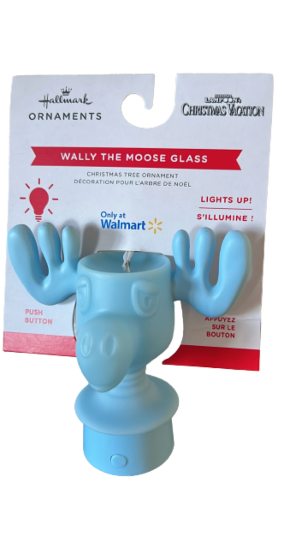 Hallmark Wally the Moose Glass Christmas Vacation Ornament with Light