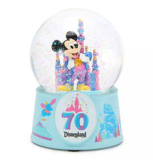 Disney Disneyland 70th Mickey and Sleeping Beauty Castle Mini Snowglobe New Box