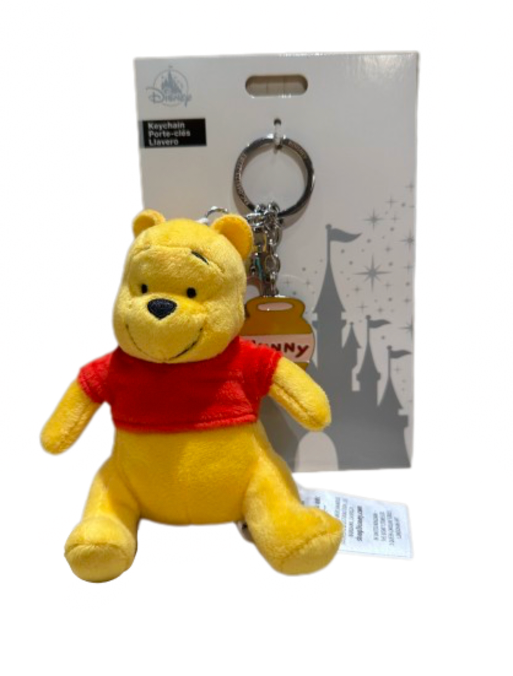 Disney Parks Winnie The Pooh Plush Keychain With Hunny Charm New With I Love Characters