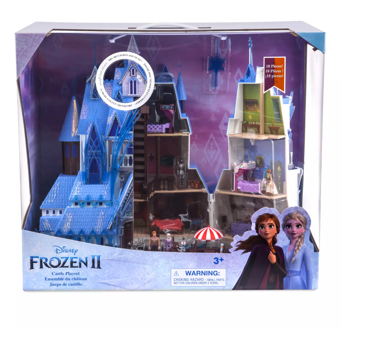 Disney Frozen 2 Castle Colorful Light Show and Sounds Playset Toy New