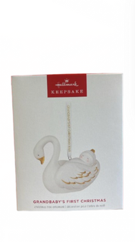 Hallmark 2025 Keepsake Grandbaby's First Christmas Swan Porcelain Ornament New