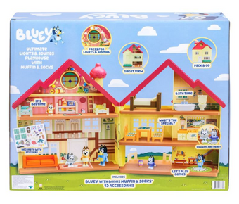 Bluey Ultimate Lights & Sounds Playhouse with Muffin & Socks Toy New With Tag