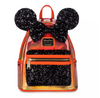 Disney Parks Halloween Minnie Orange Vinyl Sequin Loungefly Mini Backpack New