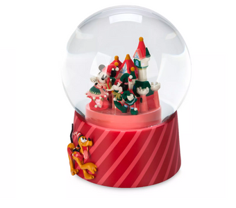 Disney Parks Mickey and Minnie Fantasyland Castle Holiday Snowglobe 2024 New