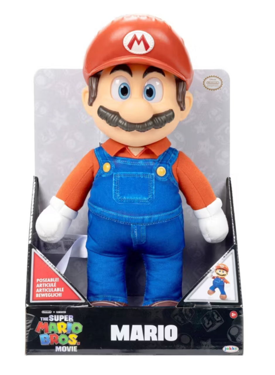 Nintendo The Super Mario Bros. Movie Mario Poseable Plush Toy New With I Love Characters