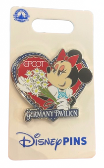 Disney Parks Epcot Heart Minnie Mouse Flower Germany Pavilion Pin New with Card
