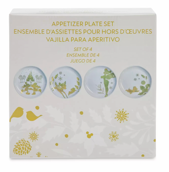 Disney Icy Winter Holiday Classic Character Appetizer Plate Set 4 New with Box