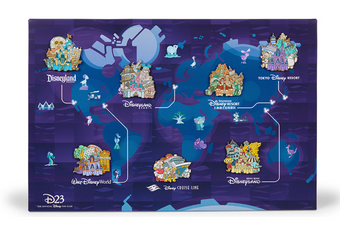 Disney D23 Around The World of Disney Parks Fan Club Pin Set New With Box