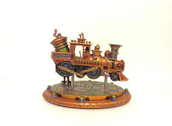 Disney Parks Mechanical Kingdom Steampunk Goofy Train Light Up Figurine Statue