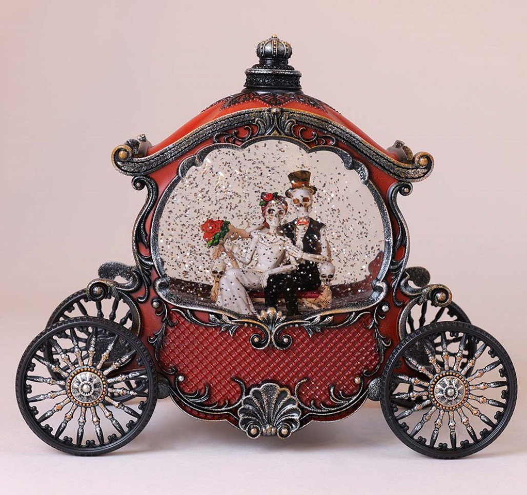 Cracker Barrel Skeleton Carriage Glitter Globe New With Box I Love