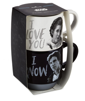 Hallmark Star Wars Han Solo and Princess Leia Love You Stacking Mugs Set New
