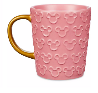 Disney Homestead Mickey Raised Icon Pink and Gold Mug New