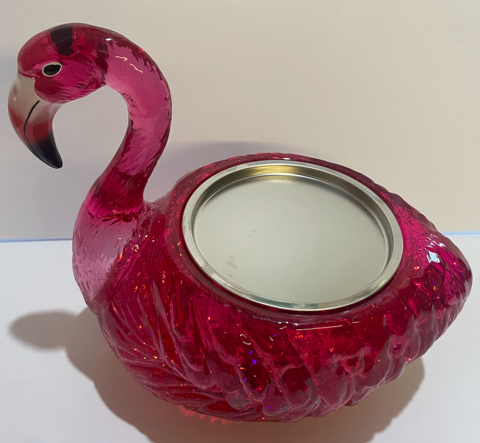 Bath and Body Works 2022 Water Globe Flamingo Candle Holder XL New wit I Love Characters