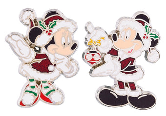 Disney Parks Mickey & Minnie Christmas Holiday Pin Set New with Card
