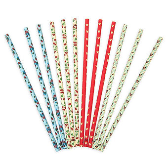 Disney Parks Mickey and Minnie Mouse Retro Paper Straw Set New