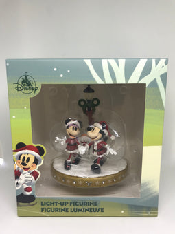 Disney Parks Merriest Wishes Mickey Minnie Snowman Light Up Figurine New