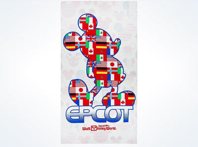 Disney Parks Epcot Mickey Flags Beach Towel New with Tags