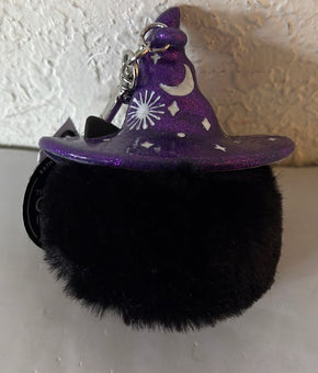 Bath and Body Works 2022 Halloween Black Cat Pom Pocket* Bac Holder Keychain