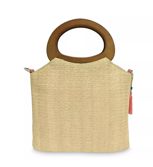 Disney Parks Mickey Silhouette Tropical Hello Summer Raffia Handbag New with Tag