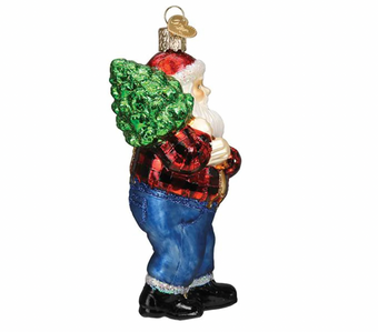 Old World Christmas Lumberjack Santa Blown Glass Christmas Ornament New with Box
