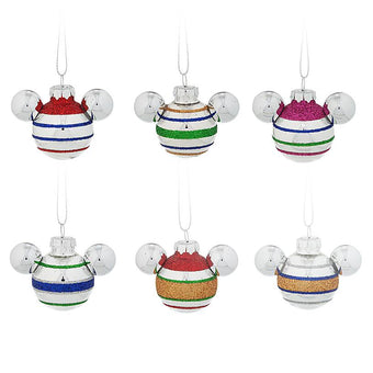 Disney Parks Mickey Mouse Icon Mini Glass Ornament Set New with Box